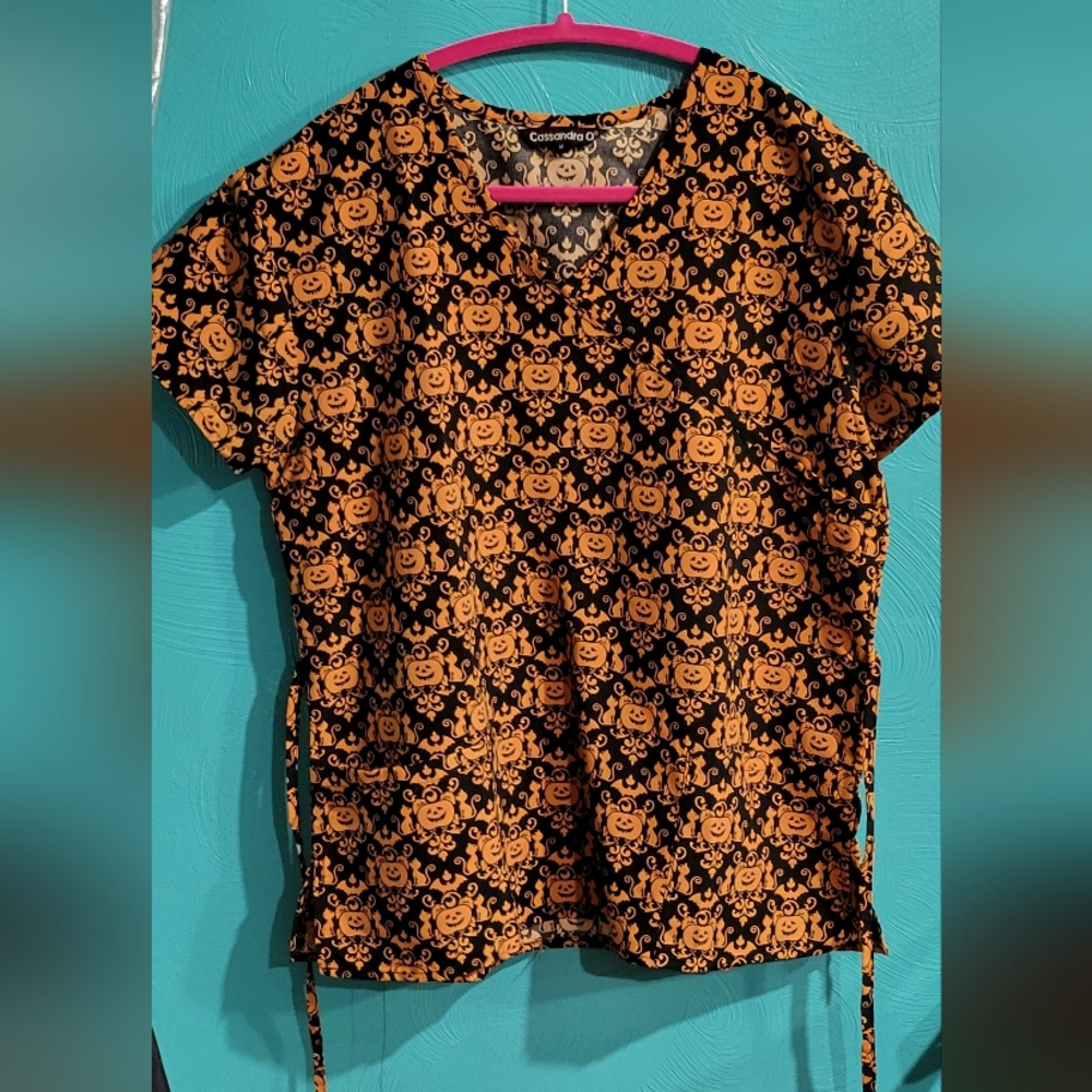 Cassandra O halloween scrub top.